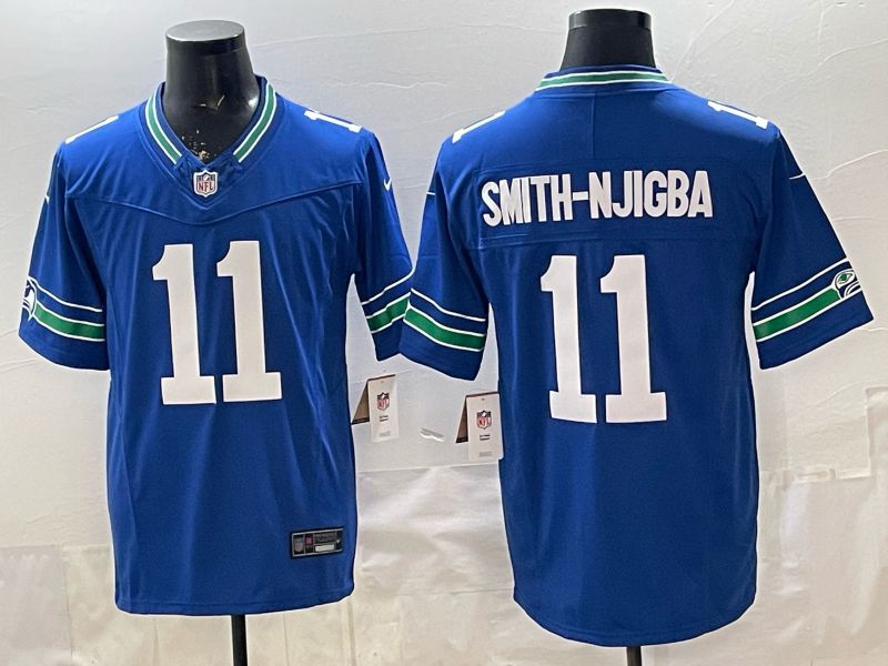 Men 2026 Seattle Seahawks  #11 Smith-njigba blue Throwback 3th generation Nike Limited NFL Jersey style 001->toronto blue jays->MLB Jersey